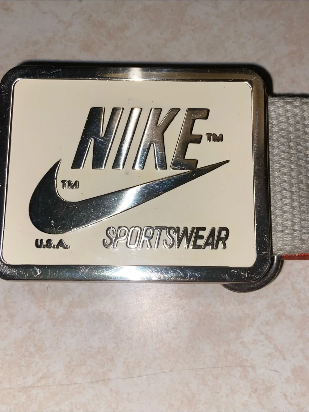 Vintage Nike Belt Brass Buckle Mens Large Orange Label Rare Limited Release 44”